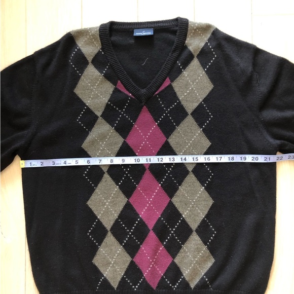 Daniel Hechter Paris Black Argyle V Neck Sweater - Picture 8 of 10